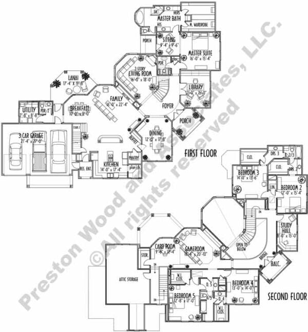 Two Story House Plan C6336
