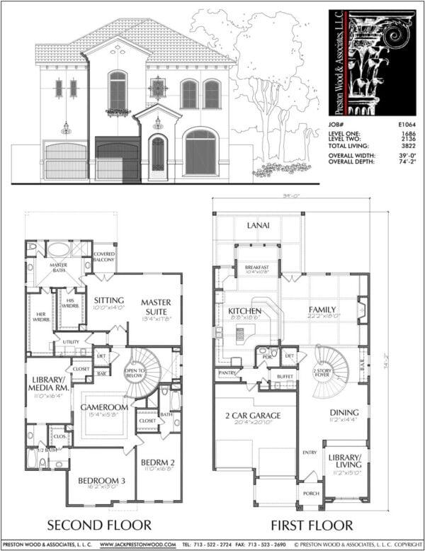 Two Story House Plan E1064
