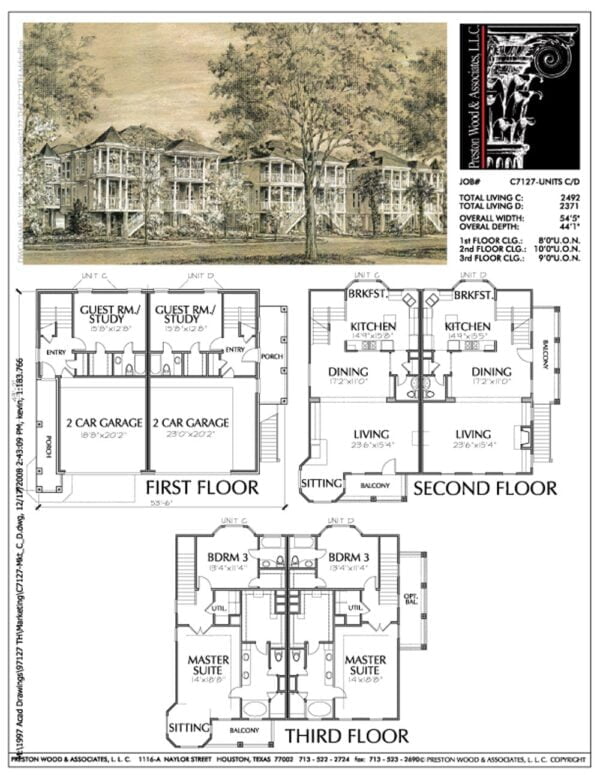Duplex Townhome Plan C7127 C