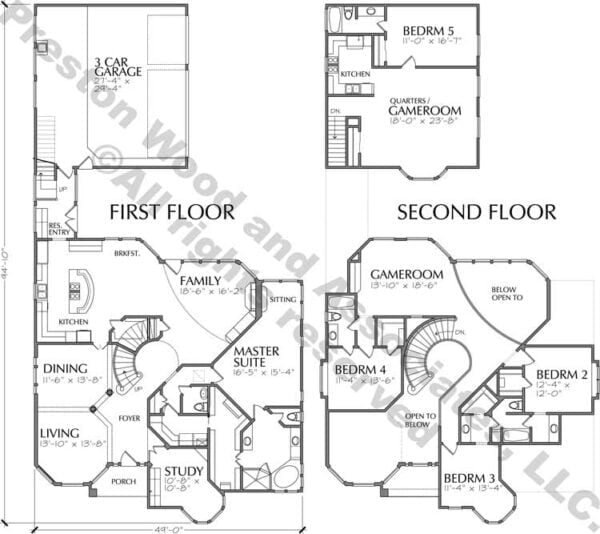 Two Story House Plan C7268