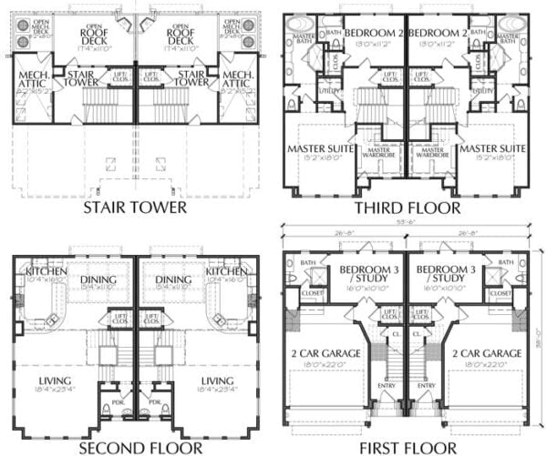 Duplex Townhouse Plan D9132 LOTS 2&3