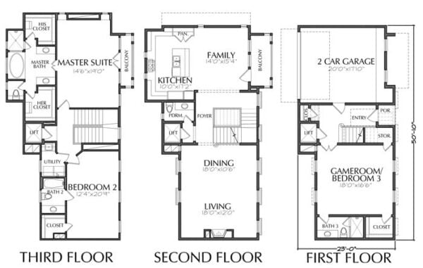 Townhouse Plan D5160 u2