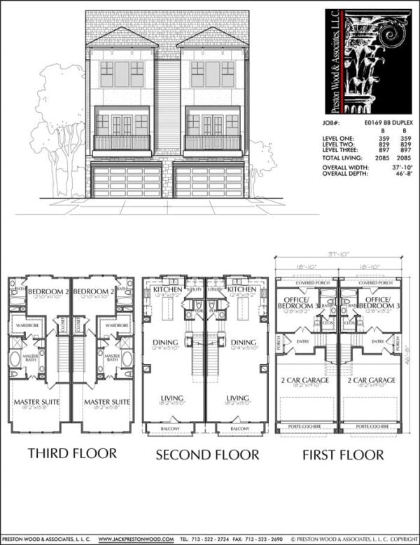 Duplex Townhouse Plan E0169 BB