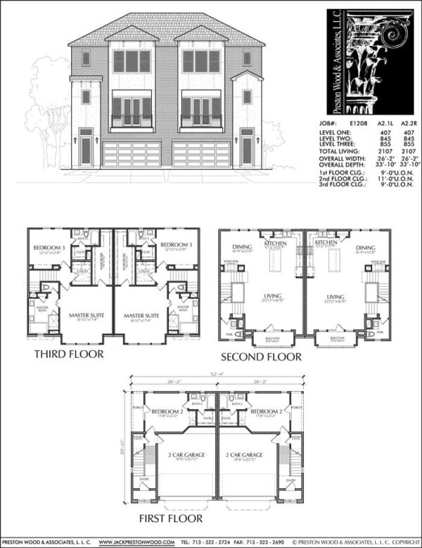 Duplex Townhouse Plan E1208 A2.1L & A2.2R