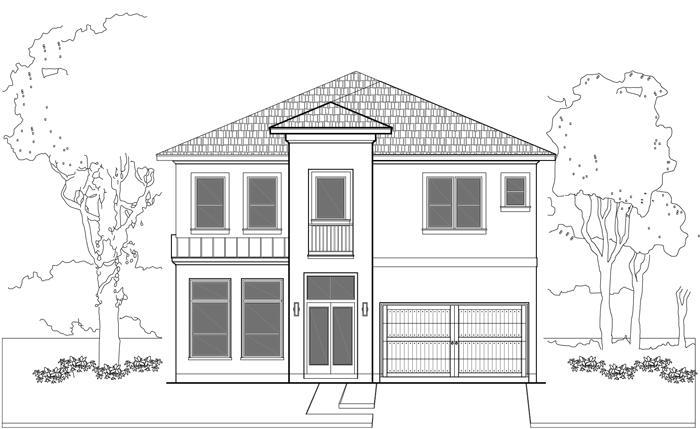 how to draw a 2 story house