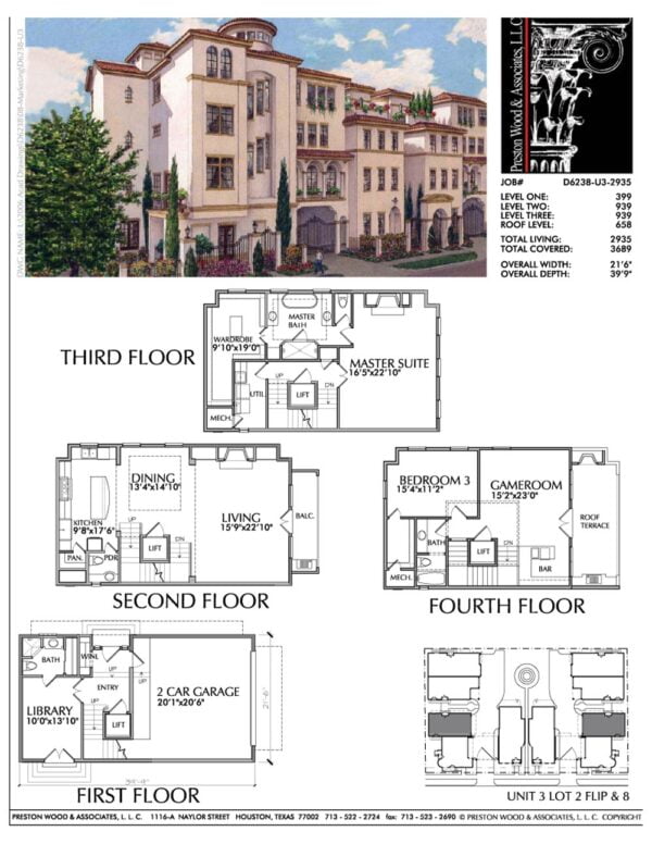 Duplex Townhouse Plan D6238 u3