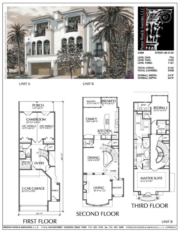 Duplex Townhouse Plan D7059 A & B