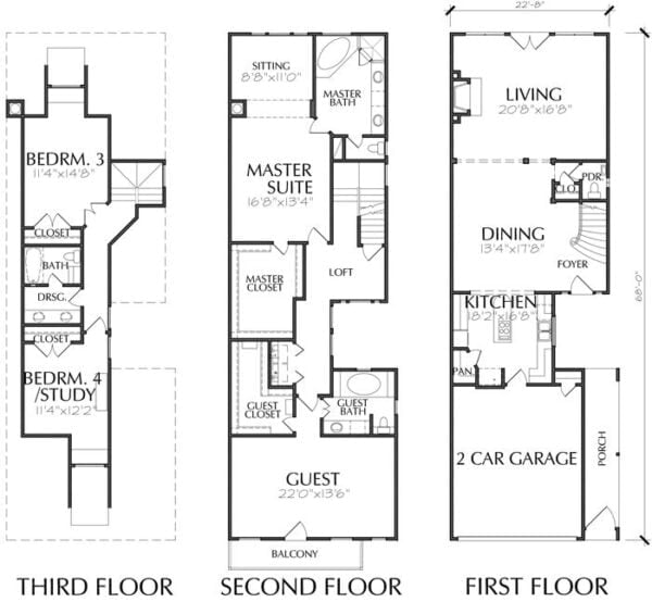 Townhouse Plan C2057 A/D