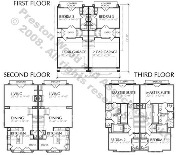 Duplex Townhome Plan D4241 A & B