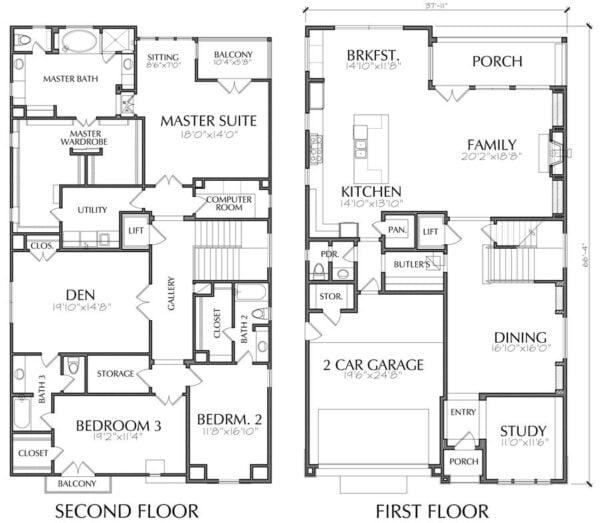 Two Story House Plan E3313