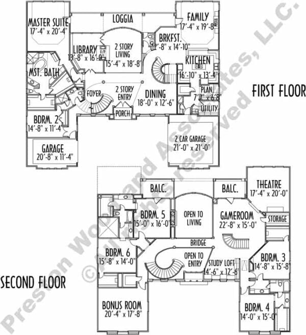 Two Story House Plan C7169