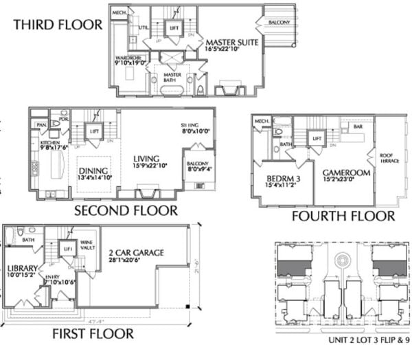 Duplex Townhouse Plan D6238 u1&u2