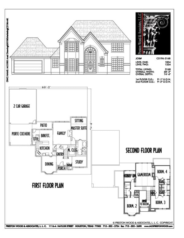 Two Story House Plan C5196