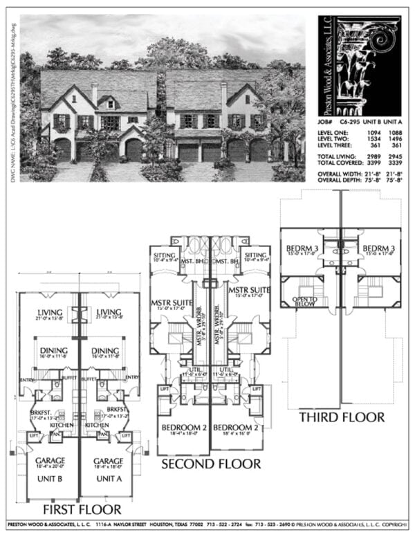 Duplex Townhome Plan C6295 B