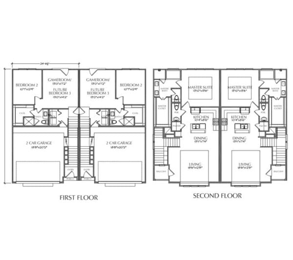 Duplex Townhouse Plan E2136 A1.1