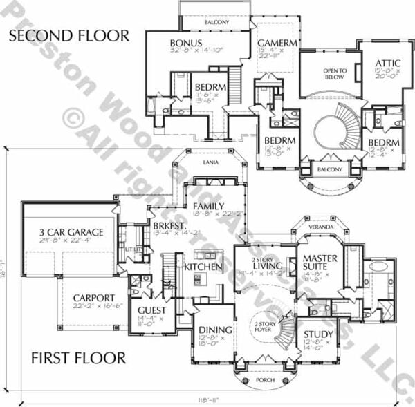 Two Story House Plan C7254