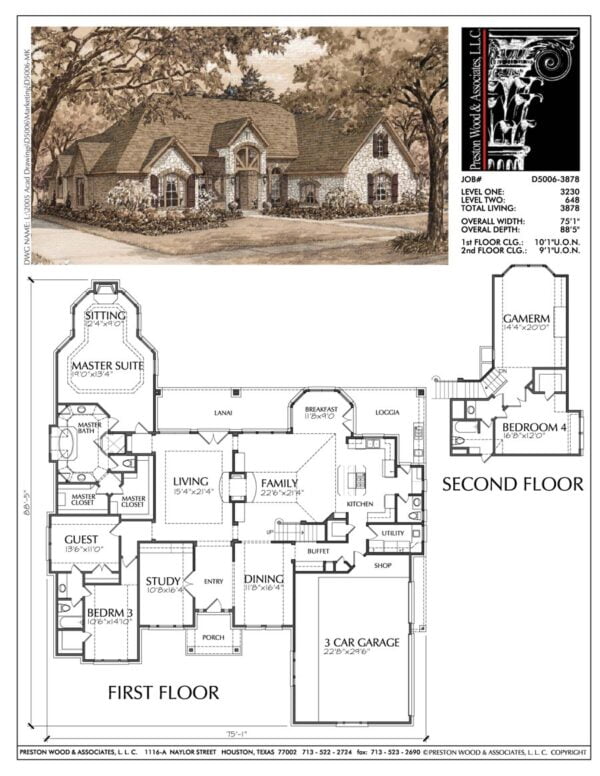 1 1/2 Story Home Plan D5006