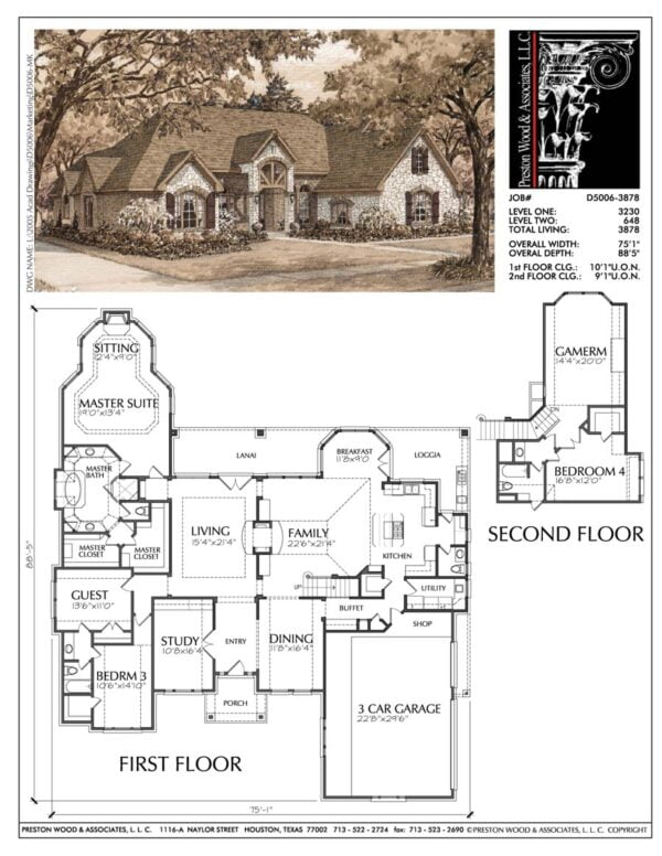 1 1/2 Story Home Plan D5006