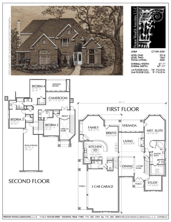 Two Story House Plan C7109
