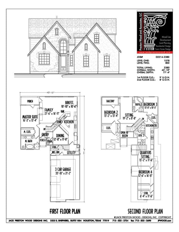 Two Story House Plan D2214
