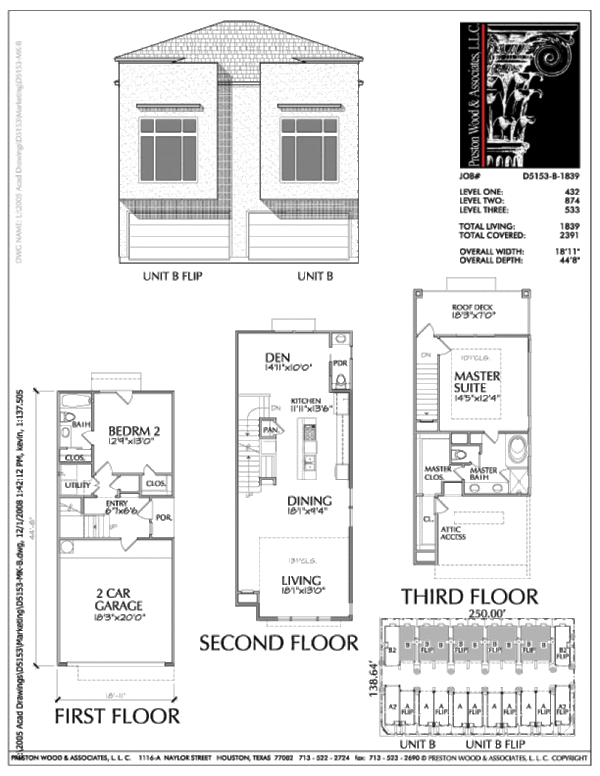 Duplex Townhouse Plan D5153 B & B Flipped