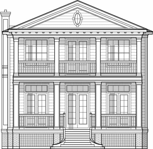 Narrow House Plan C7238