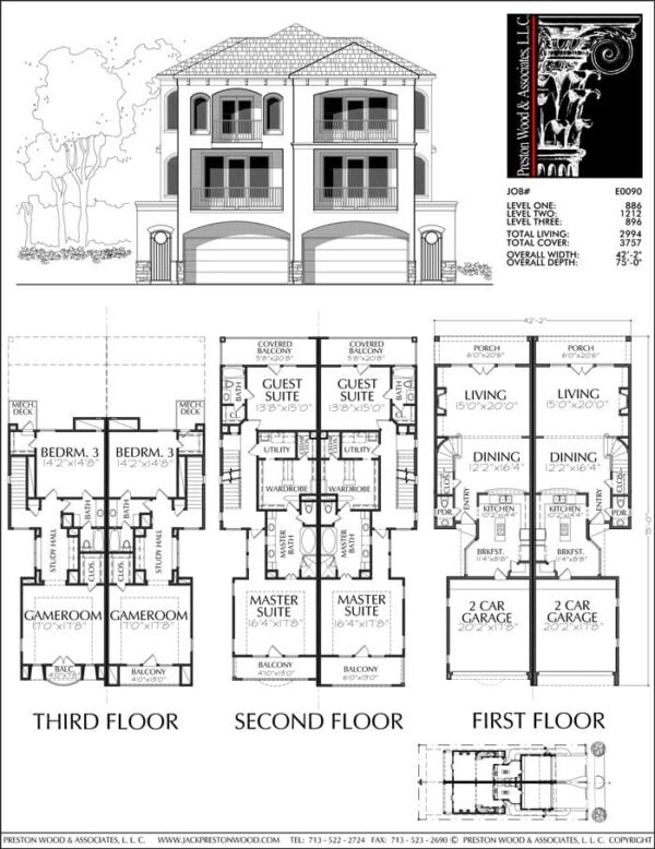 Duplex Townhouse Plan E0090