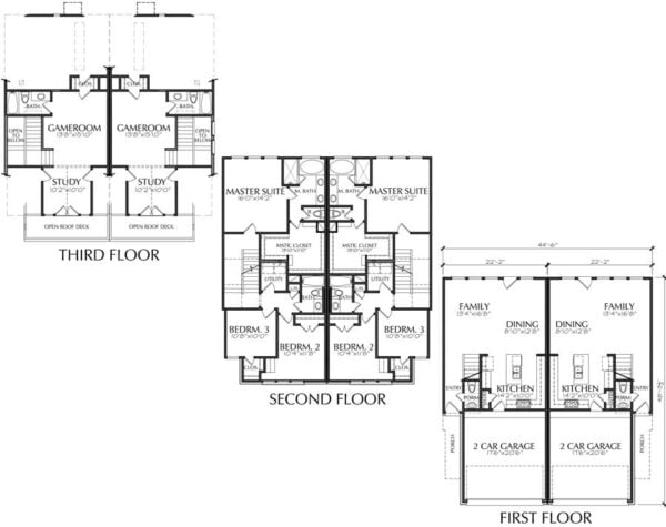 Duplex Townhouse Plan E6134