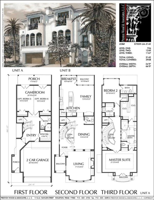 Duplex Townhouse Plan D7059 A & B