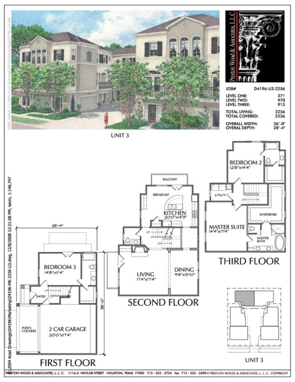 Duplex Townhome Plan D4196 u3 & u4