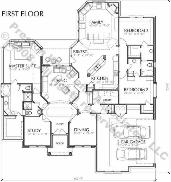 One Story House Plan C5302