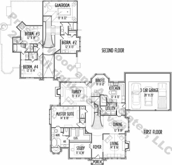 Two Story House Plan C6128