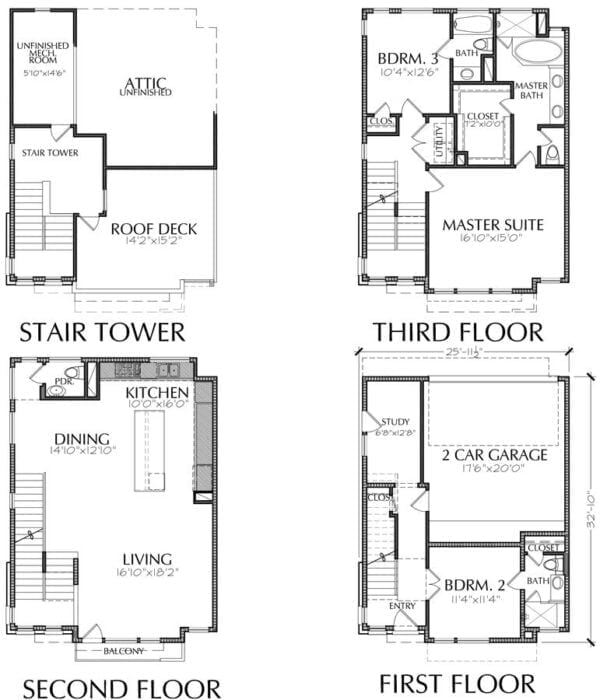 Townhouse Plan E1042 A