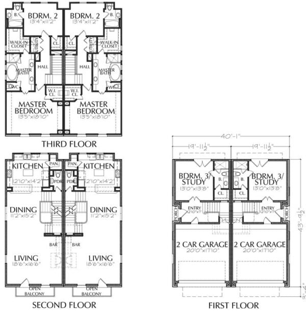 Duplex Townhouse Plan E0116 B1.2
