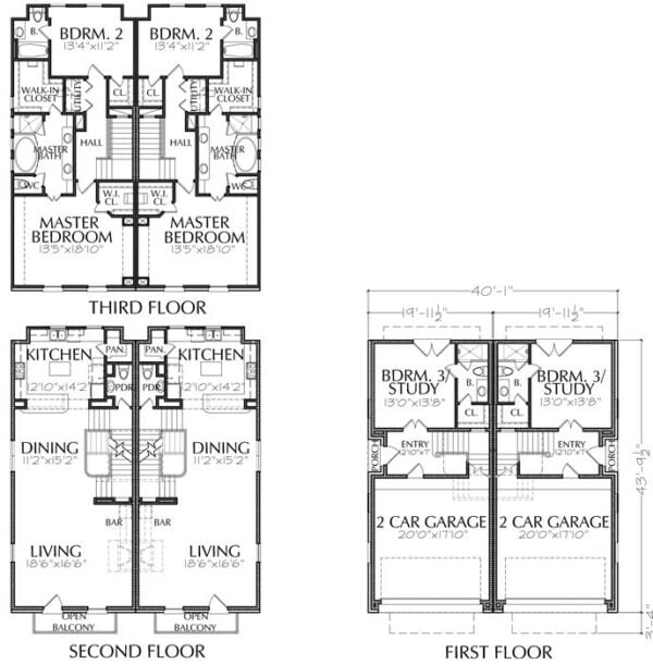 Duplex Townhouse Plan E0116 B1.2