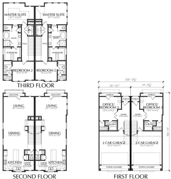 Duplex Townhouse Plan E0170 A1.1