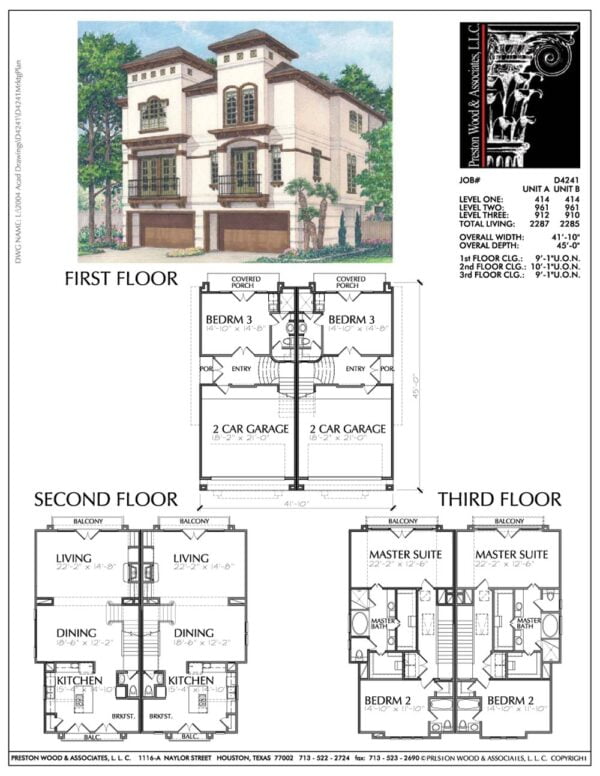 Duplex Townhome Plan D4241 A & B