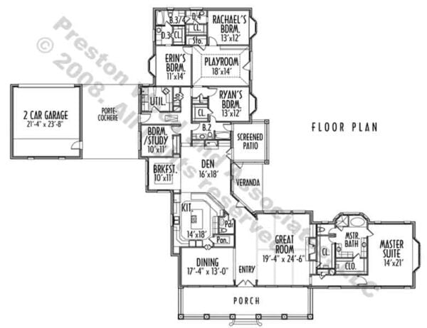 One Story House Plan C6107