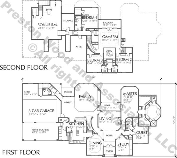 Two Story House Plan C6229