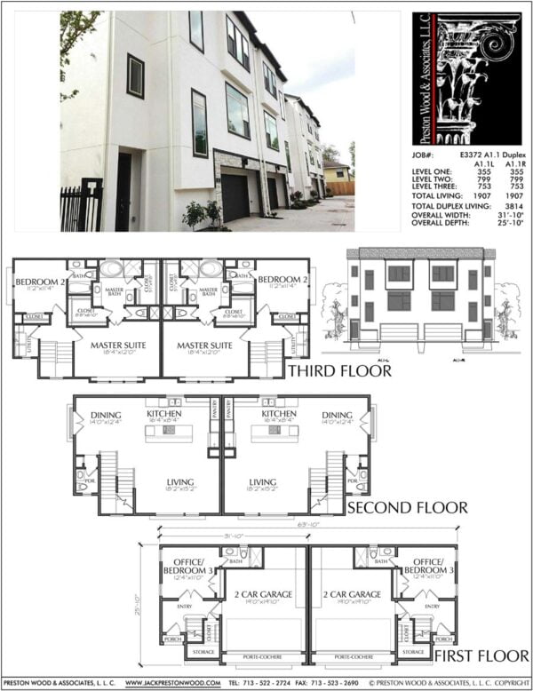 Duplex Townhouse Plan E3372 A1.1