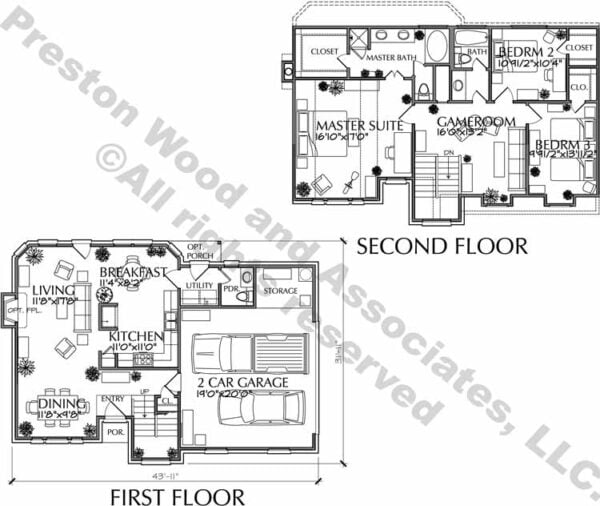 Two Story House Plan C6239 B