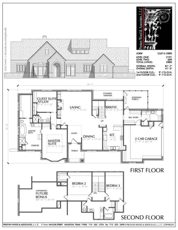 Two Story House Plan C6314