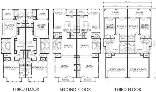Duplex Townhouse Plan E1082