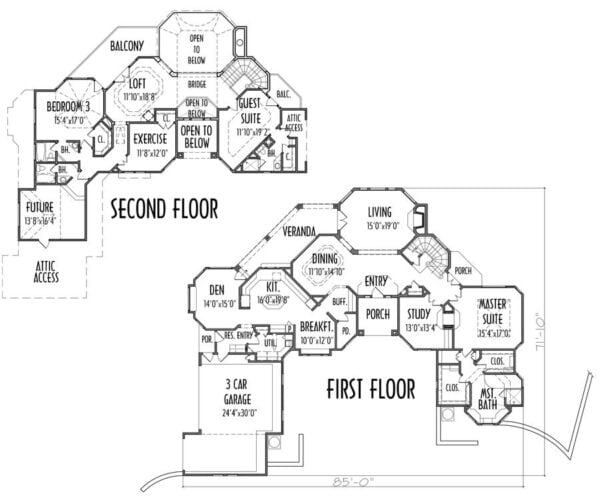 Two Story House Plan C3112