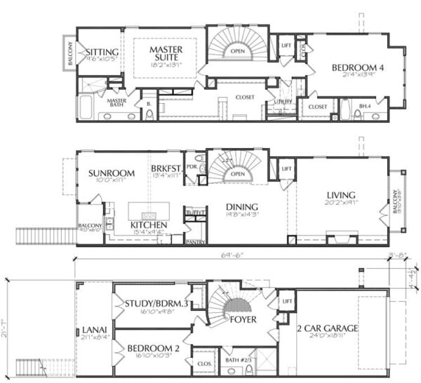 Duplex Townhouse Plan E2213