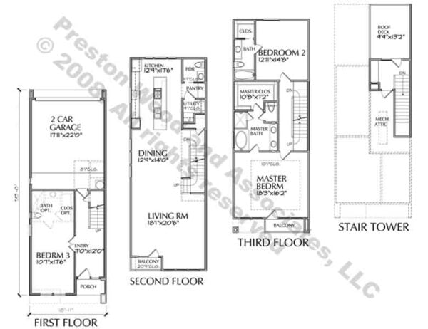 Duplex Townhouse Plan D5153 A2 & A Flipped
