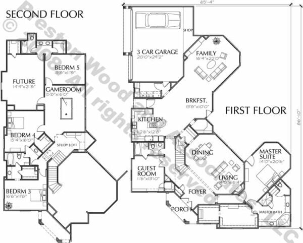 Two Story House Plan C6270 & C7069