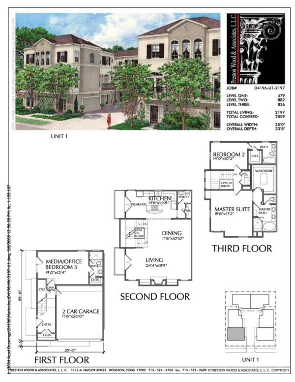 Duplex Townhome Plan D4196 u1