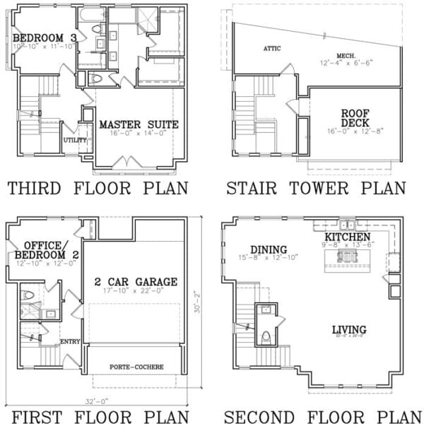 Townhouse Plan E4145-007 & 009