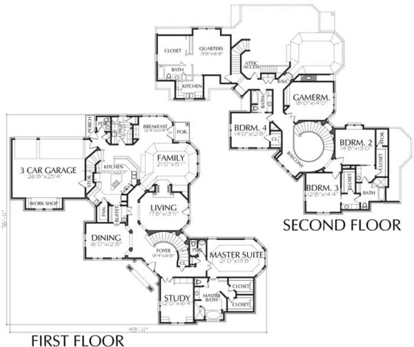 Two Story House Plan C2049